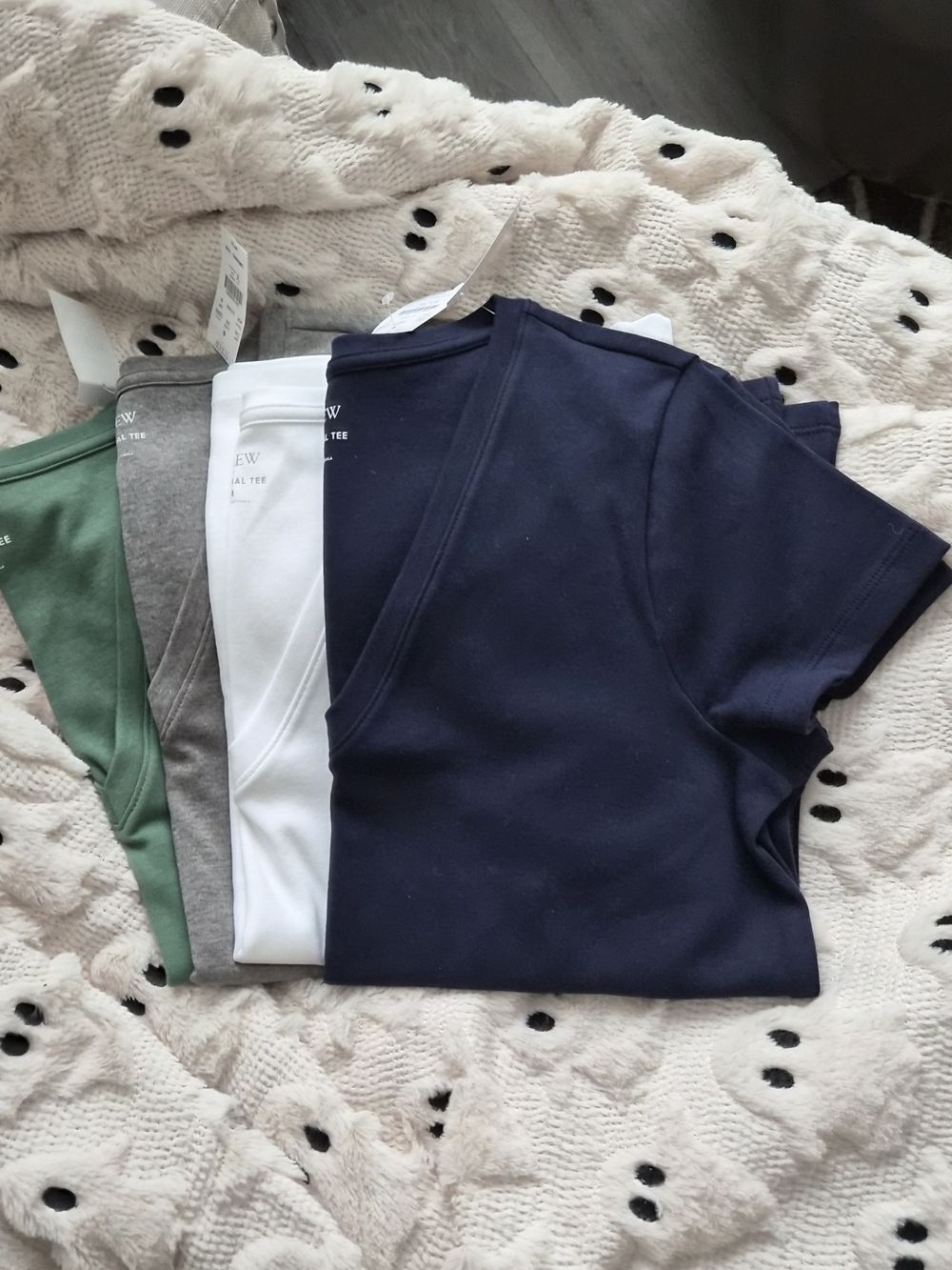 Set of 4 J. Crew Short Sleeve Tees - Navy, White, Gray, Green
